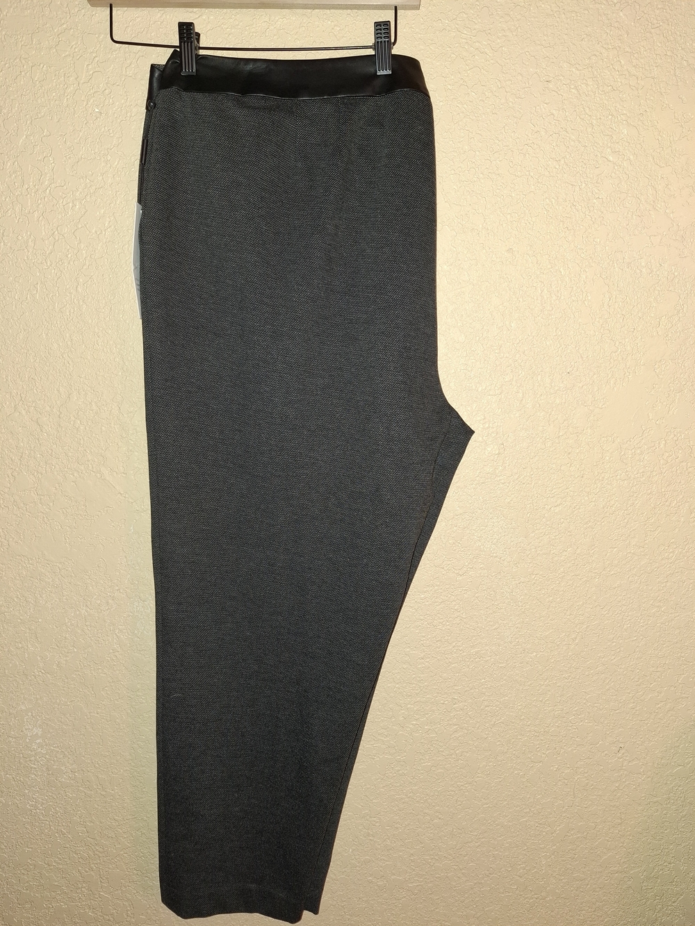 Calvin Klein Charcoal Ponte Ankle Pants with Faux-Leather Trim 20W - Picture 8 of 8